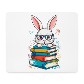 Reading Bunny Funny Books Reading Design - Mouse Pad (horizontal) - white - Front