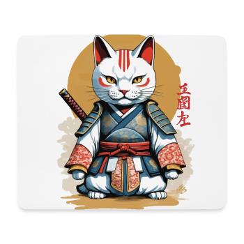 Samurai Cat Japanese Artwork Anime Design - Mouse Pad (horizontal) - white - Front
