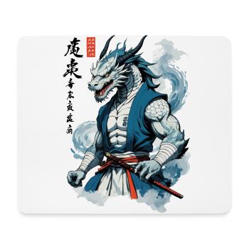 Drachen Samurai Vintage Ukiyo-e Stil Asiatischer - Mousepad (Querformat) - Weiß - Vorne