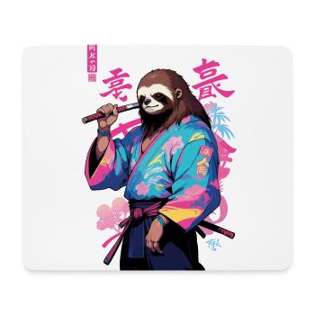 Samurai Sloth Aesthetic Vaporwave Style Art - Mouse Pad (horizontal) - white - Front