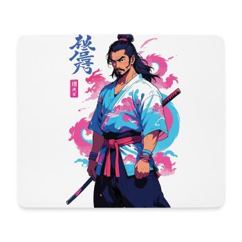 Aesthetic Vaporwave Style Samurai and Anime Art - Mouse Pad (horizontal) - white - Front