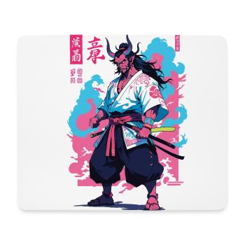Samurai Oni Yokai Aesthetic Vaporwave Style - Mouse Pad (horizontal) - white - Front