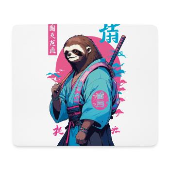 Samurai Faultier Aesthetic Vaporwave Stil - Mousepad (Querformat) - Weiß - Vorne