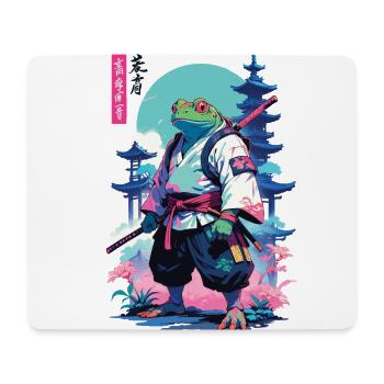 Samurai Frosch Aesthetic Vaporwave Stil - Mousepad (Querformat) - Weiß - Vorne