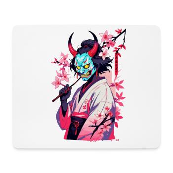 Oni Samouraï Vaporwave Esthétique Démon Japonais - Tapis de souris (format paysage) - blanc - Devant