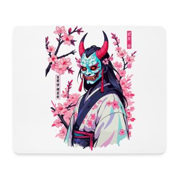 Oni Samouraï Vaporwave Esthétique Japon Culture - Tapis de souris (format paysage) - blanc - Devant