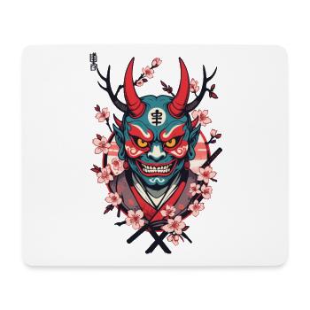Oni Démon Masque Samouraï Culture Japonaise Yokai - Tapis de souris (format paysage) - blanc - Devant