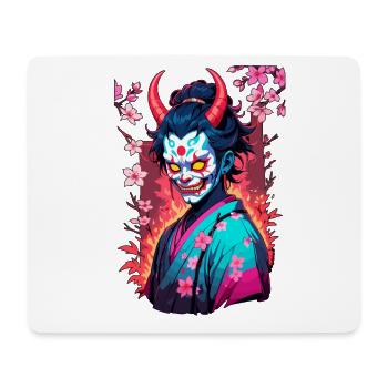 Oni Samouraï Vaporwave Esthétique Japon Culture - Tapis de souris (format paysage) - blanc - Devant