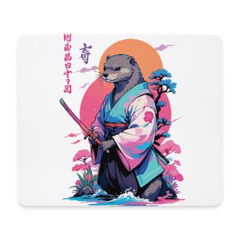 Samurai Otter Aesthetic Vaporwave Stil - Mousepad (Querformat) - Weiß - Vorne