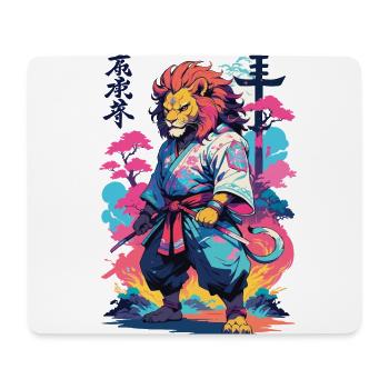 Samouraï Lion Esthétique Vaporwave Style Japon Art - Tapis de souris (format paysage) - blanc - Devant