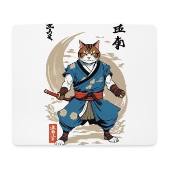 Samurai Cat Vintage Ukiyo-E Japanese - Mouse Pad (horizontal) - white - Front