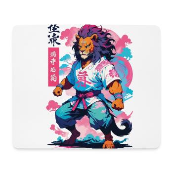 Samouraï Lion Esthétique Vaporwave Style Japon Art - Tapis de souris (format paysage) - blanc - Devant