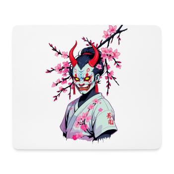 Oni Samouraï Vaporwave Esthétique Japon Culture - Tapis de souris (format paysage) - blanc - Devant
