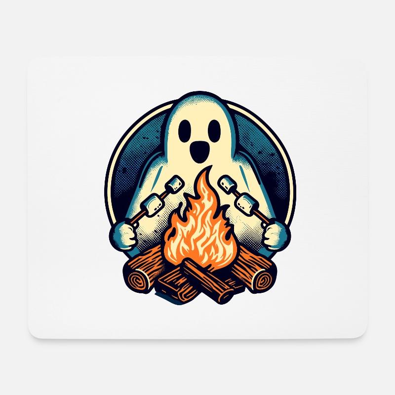 Ghost At Campfire Camping Site Halloween Party - Mousepad (Querformat) - Weiß