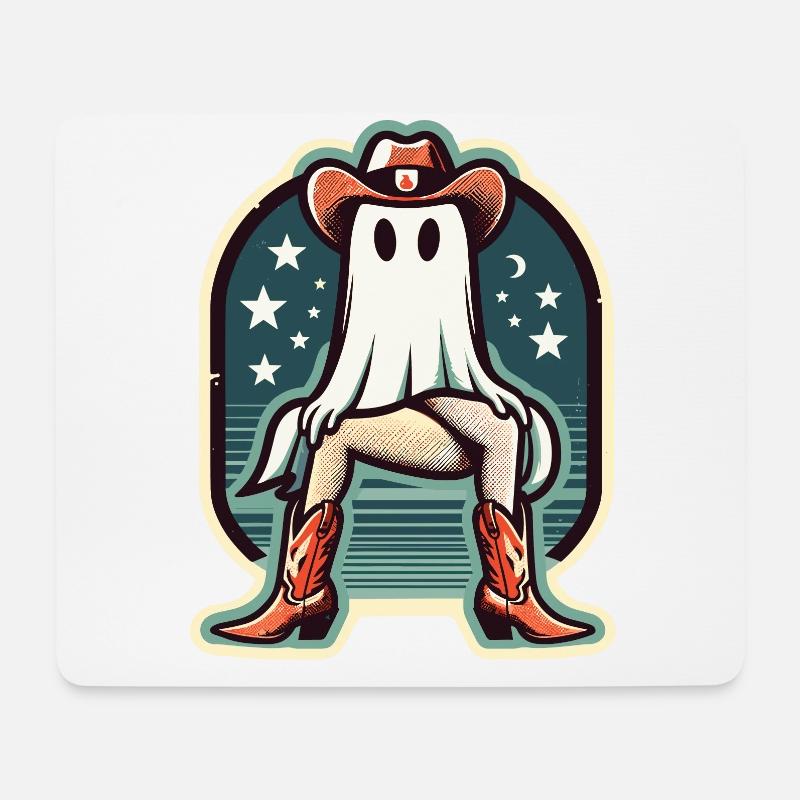 Lustige Kuhmädchen Geist Cowboystiefel Hut - Mousepad (Querformat) - Weiß