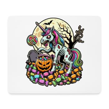 Lustiges Zombie Einhorn Liebt Süßigkeiten - Mousepad (Querformat) - Weiß - Vorne