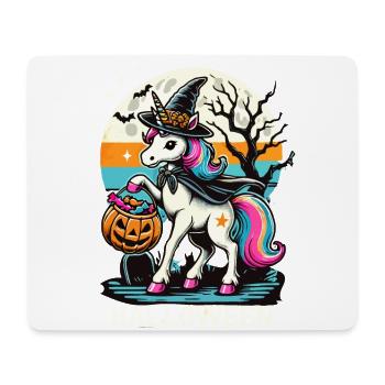 La licorne sorcière drôle veut des bonbons - Tapis de souris (format paysage) - blanc - Devant