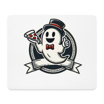 Halloween Funny Ghost With Pizza - Mouse Pad (horizontal) - white - Front