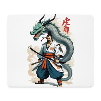 Samouraï Dragon Vintage Ukiyo-e Style Artwork - Tapis de souris (format paysage) - blanc - Devant