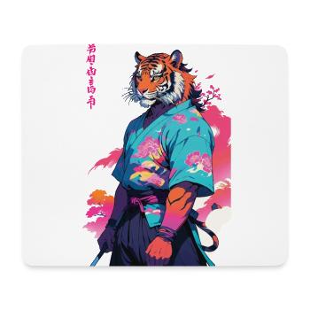 Tiger Yokai Vaporwave Aesthetic Samurai Art - Mouse Pad (horizontal) - white - Front