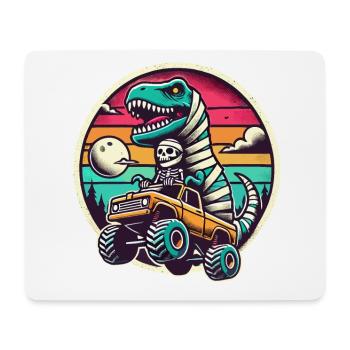 Dino Mit Skelett Dinosaurier Auf Monstertruck - Mousepad (Querformat) - Weiß - Vorne