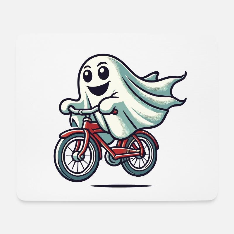 Fahrrad Fahrendes Gespenst Lustiger Geist - Mousepad (Querformat) - Weiß