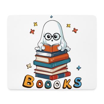 Cute Funny Book Lover Ghost - Mouse Pad (horizontal) - white - Front