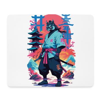 Tanuki Yokai Vaporwave Aesthetic Samurai Art - Mouse Pad (horizontal) - white - Front