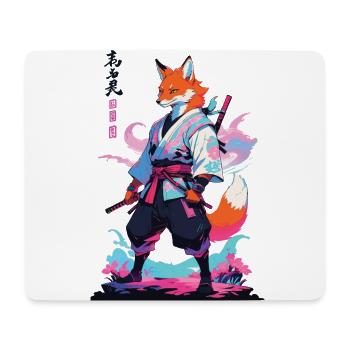 Kitsune Samurai Fuchs Aesthetic Vaporwave Stil - Mousepad (Querformat) - Weiß - Vorne
