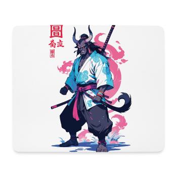 Samouraï Oni Yokai Esthétique Style Vaporwave - Tapis de souris (format paysage) - blanc - Devant