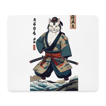 Samurai Cat Vintage Ukiyo-E Japanese - Mouse Pad (horizontal) - white - Front