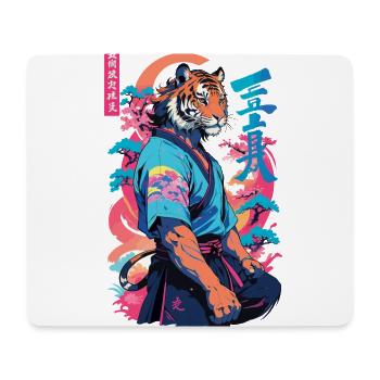 Tiger Yokai Vaporwave Aesthetic Samurai Art - Mouse Pad (horizontal) - white - Front