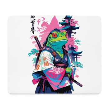 Samurai Frosch Aesthetic Vaporwave Stil Japan - Mousepad (Querformat) - Weiß - Vorne