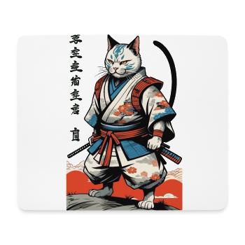 Samurai Cat Vintage Ukiyo-E Japanese - Mouse Pad (horizontal) - white - Front