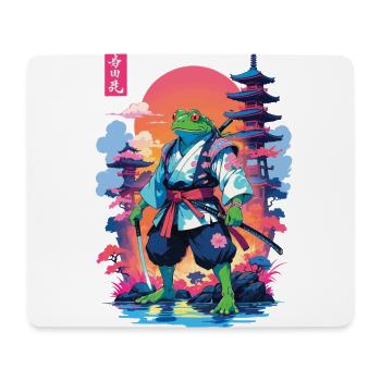 Samurai Frosch & Aesthetic Vaporwave Stil - Mousepad (Querformat) - Weiß - Vorne