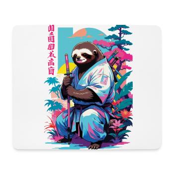 Samurai Faultier Aesthetic Vaporwave Stil - Mousepad (Querformat) - Weiß - Vorne
