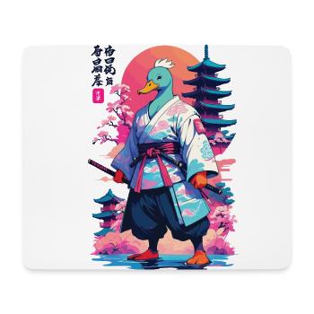 Samurai Ente im Aesthetic Vaporwave Stil - Mousepad (Querformat) - Weiß - Vorne