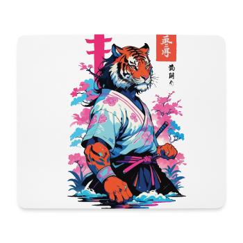 Tiger Yokai & Vaporwave Aesthetic Samurai Art - Mouse Pad (horizontal) - white - Front