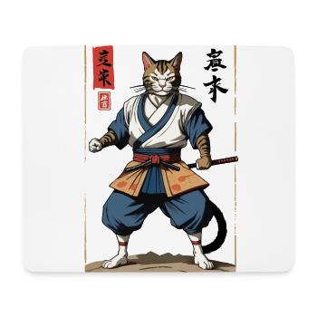 Samurai Katze Vintage Ukiyo-E Japanischer Samurai - Mousepad (Querformat) - Weiß - Vorne