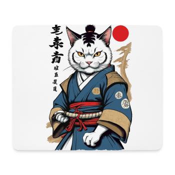 Samurai Cat Vintage Ukiyo-E Aesthetic Japan - Mouse Pad (horizontal) - white - Front