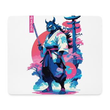 Tanuki Yokai Vaporwave Aesthetic Samurai Art - Mouse Pad (horizontal) - white - Front