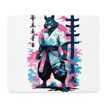 Tanuki Yokai Vaporwave Aesthetic Samurai Art - Mouse Pad (horizontal) - white - Front