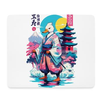 Samurai Duck Aesthetic Vaporwave Style Japanese - Mouse Pad (horizontal) - white - Front
