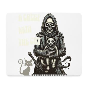 Une frayeur avec le motif du chat d’Halloween - Tapis de souris (format paysage) - blanc - Devant