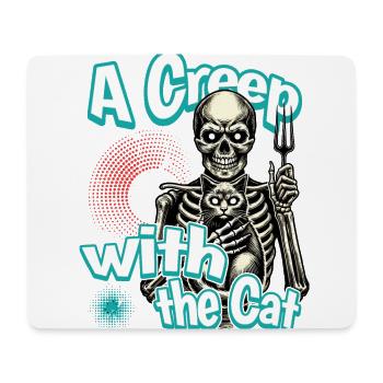 Halloween Skelett mit Katze - A Creep with the Cat - Mousepad (Querformat) - Weiß - Vorne
