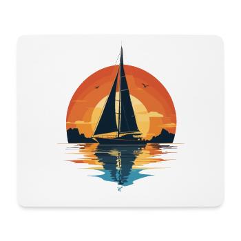 Aventure en voilier au coucher du soleil - Tapis de souris (format paysage) - blanc - Devant