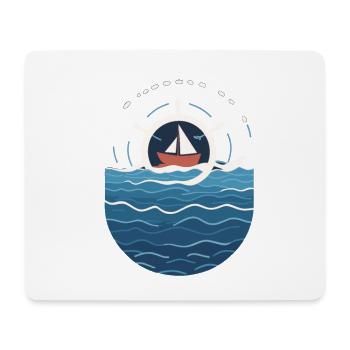 Kapitän Auf Hoher See Mit Bootsmotiv - Mousepad (Querformat) - Weiß - Vorne