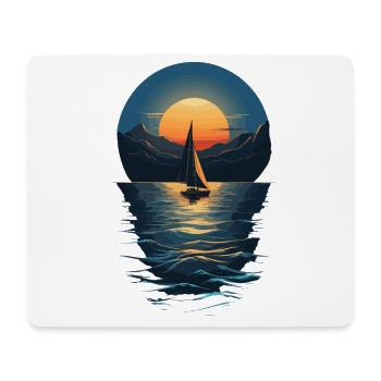 Sailboat Sunset on Lake Landscape - Mouse Pad (horizontal) - white - Front