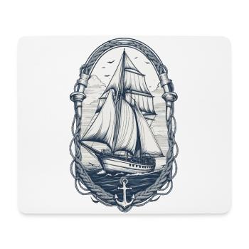 Elegant Sailing Ship Adventure Motif - Mouse Pad (horizontal) - white - Front