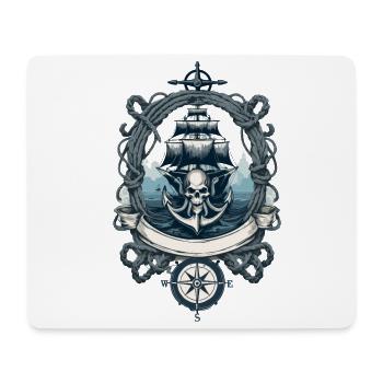 Pirate Adventure Sailing Ship Skull - Mouse Pad (horizontal) - white - Front